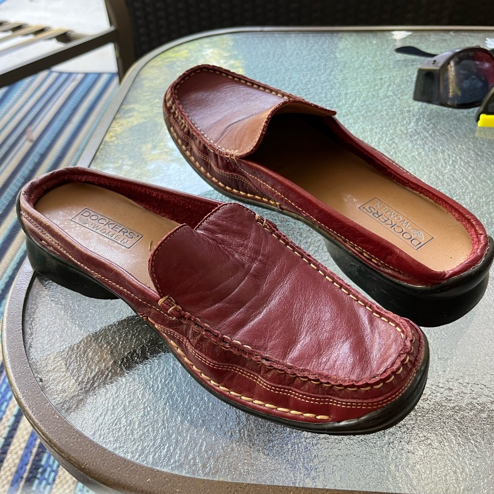 Gently used Dockers dark red slip ons